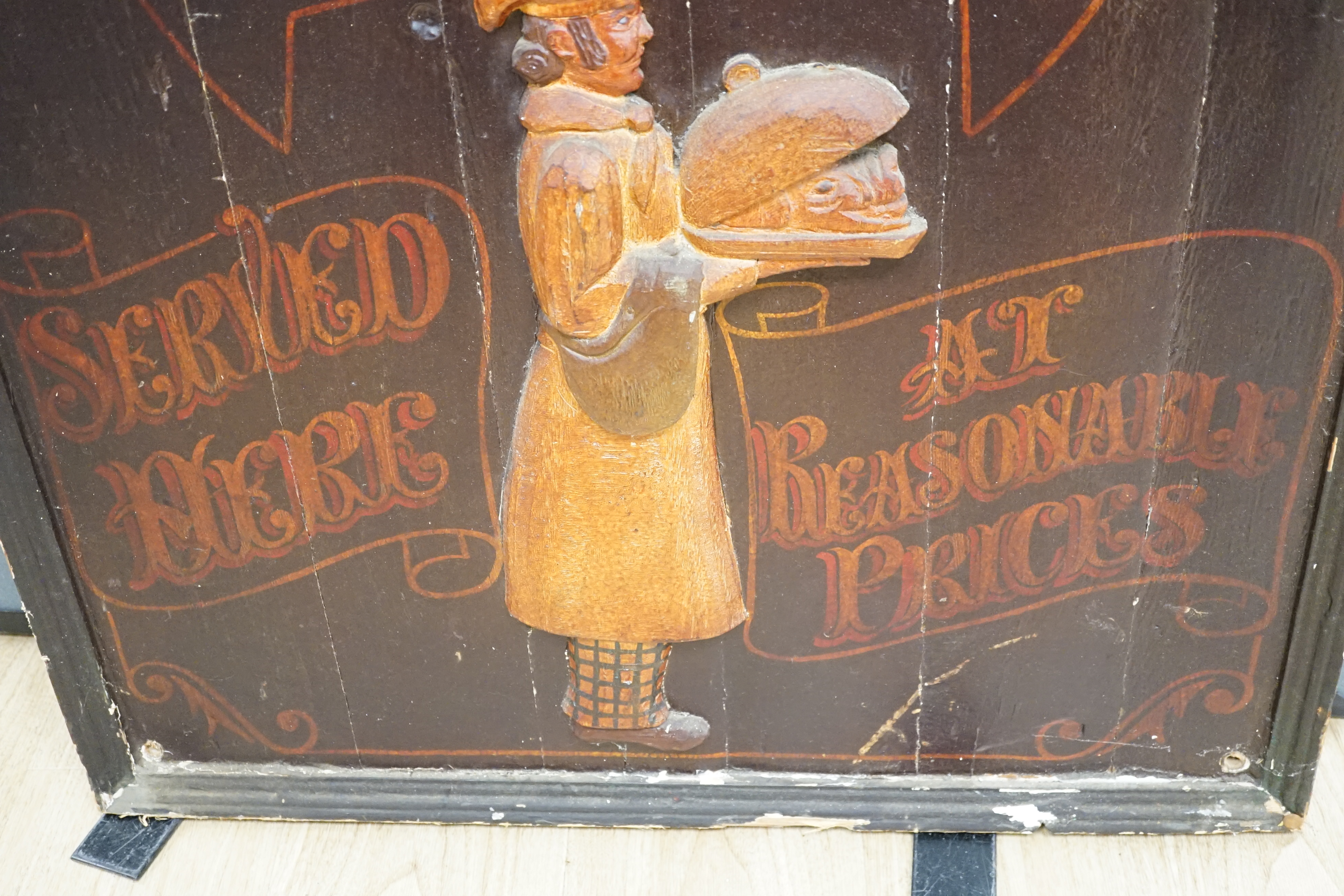 A 'Good Food' painted wood advertising sign, 93 x 74cm